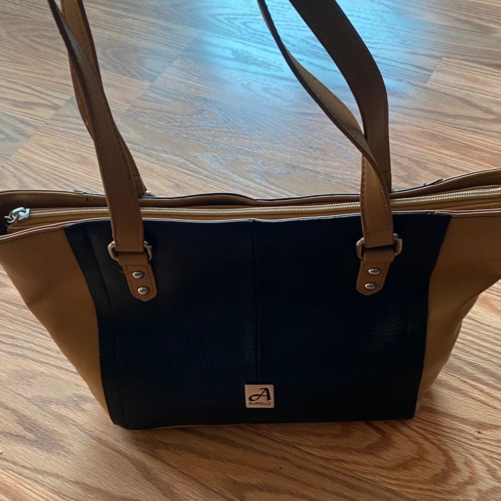 Aurielle Black and Tan Tote Bag Practical